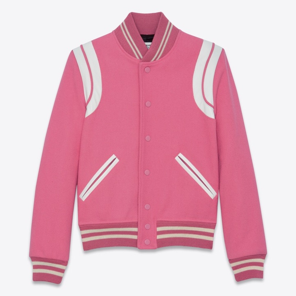 YSL Teddy Jacket in Rose Virgin Wool